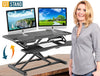 Standing Desk Stand Up Desks Height Adjustable Sit Stand Converter Laptop Stands Large Wide Rising Black Dual Monitor PC Desktop Computer Riser Table Workstation Foldable Extender Ergonomic 37 inch by Defy Desk