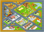 KC Cubs Playtime Collection Country Farm Road Map with Construction Site Educational Learning Area Rug Carpet for Kids and Children Bedroom and Playroom (5' 0" x 6' 6")