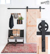 Industrial By Design - 8-Foot Big Wheel Sliding Barn Door Hardware Kit (Black) - Step-by-Step Installation Video - Ultra Quiet - One-Piece Rail, Industrial Spoke Wheel