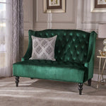 Christopher Knight Home Leah Traditional Tufted Winged Emerald Velvet Loveseat