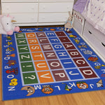 Ottomanson Jenny Collection Light Blue Frame with Multi Colors Kids Children's Educational Alphabet (Non-Slip) Area Rug, Blue, 8'2" x 9'10"